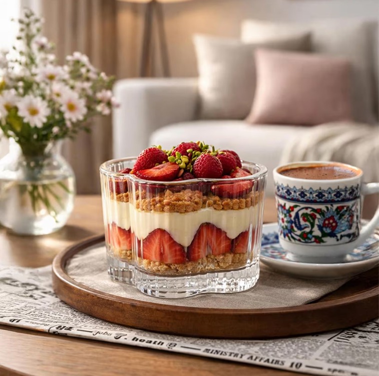 RYG7061 Porsima  Flower 6lı Cam Kase Puding Tatlı Ve Dondurma
