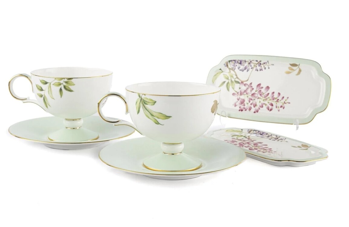 P367.815723 Happily 6 Parça 2'li Çay Fincan Set 220cc Sofra Mutfak Porselen Mini Lokumluklu