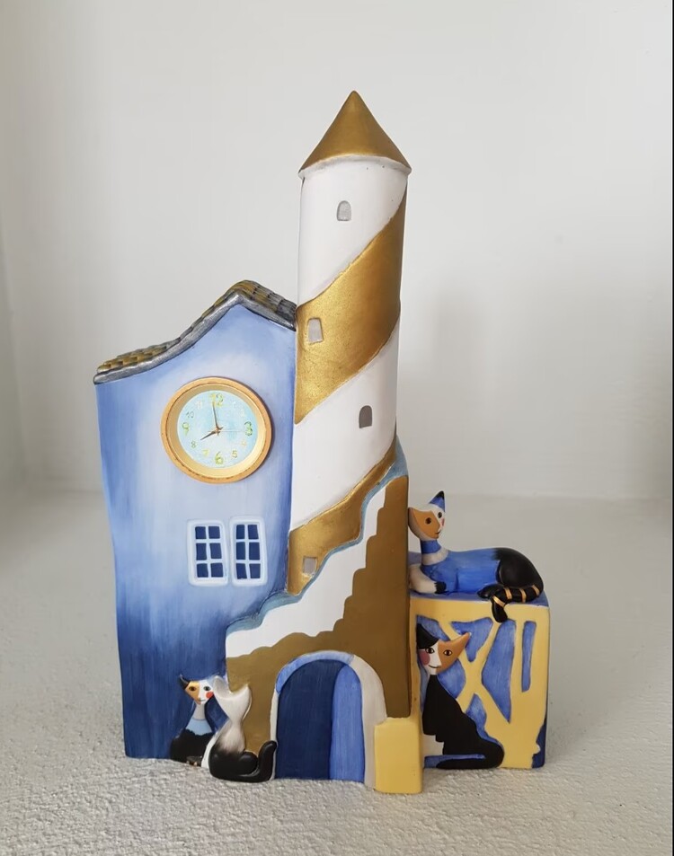 3141140388-234-8740 Rosina Wachtmeister tarafından Clock Faro Giallo Cat House Goebel