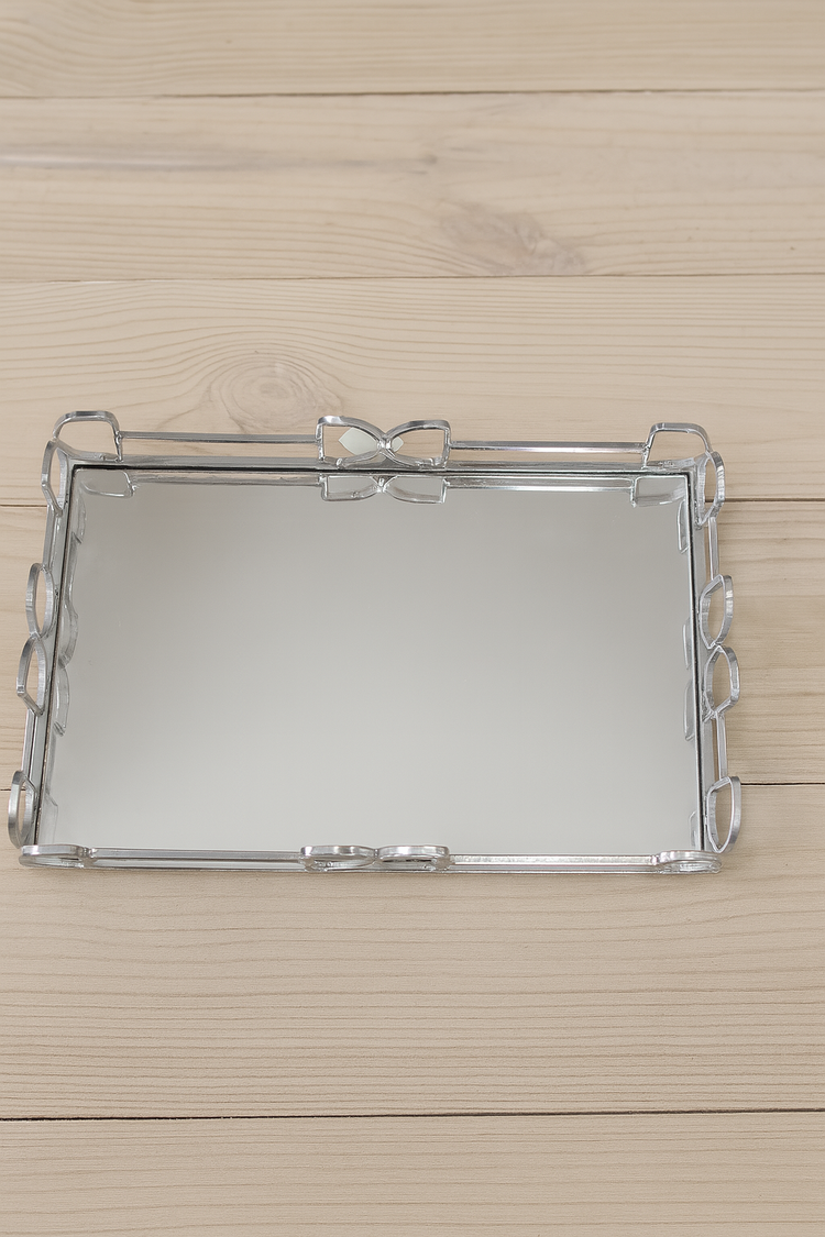 HA63.873044 30x20x4cm Lüks Aynalı Metal Krom Tepsi – Dekoratif Şık Tasarım – Modern