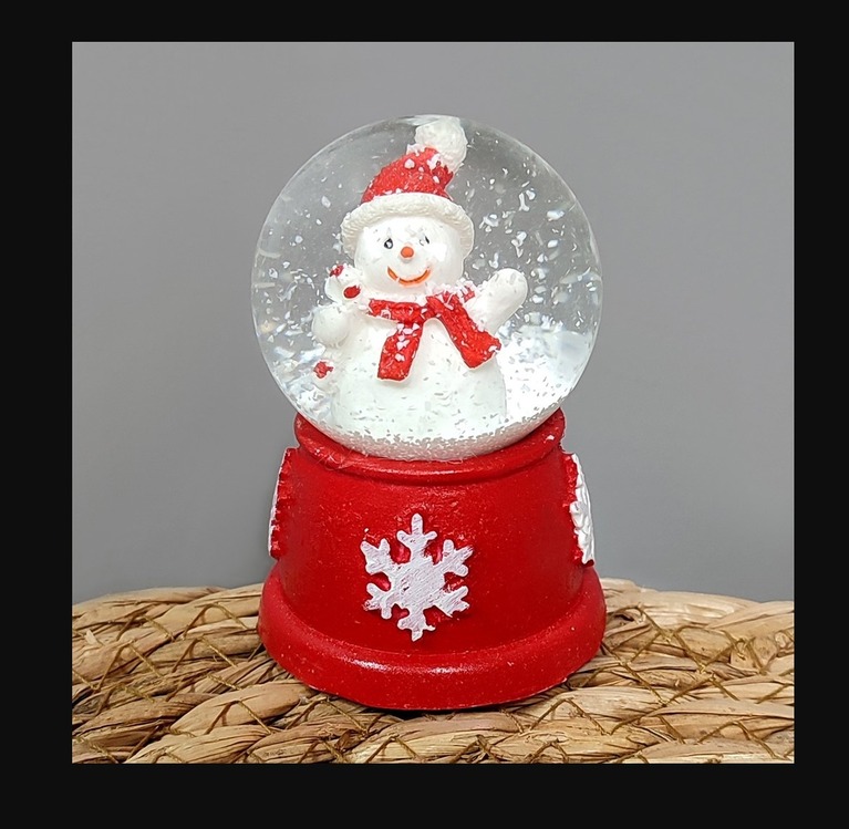 GP-1023 Giftpoint 9cm Kar Küre Kırmızı Kardan Adam Noel Yılbaşı 1 Adet