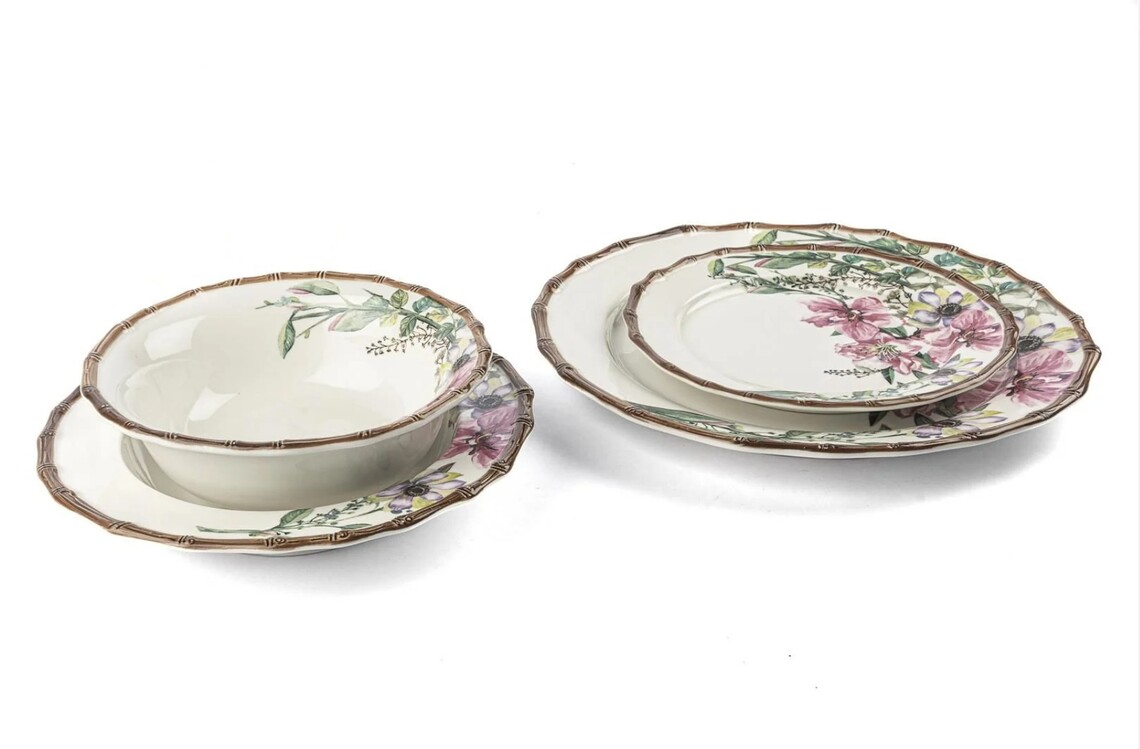 P038.370329 Bloom 24 Parça Yemek Takım Sofra Mutfak Dekoratif Hediyelik New Bone Porselen