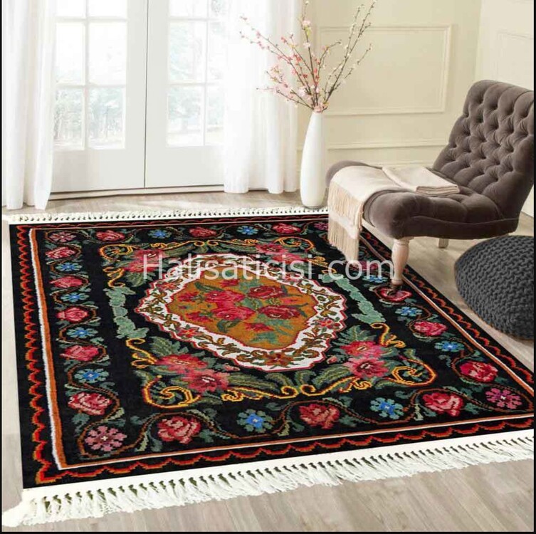 V-6009 Vintage Halı 80x150cm Kilim Kaymaz Tabanlı Dekoratif 1 Adet