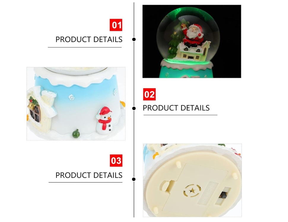 D1080A Değişen Işıklı Müzikli 12cm Wireless Noel Merry Christmas Kar Küre 1 Adet