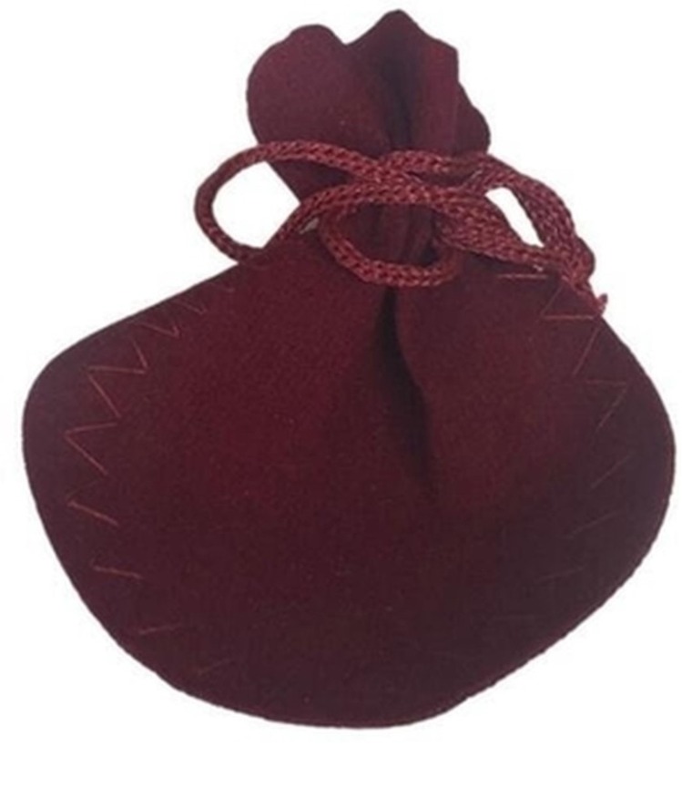 A8816 Bordo Kadife Kese Boy 12x10cm Hıdırellez Takı Altın İçin İpli 1 Adet