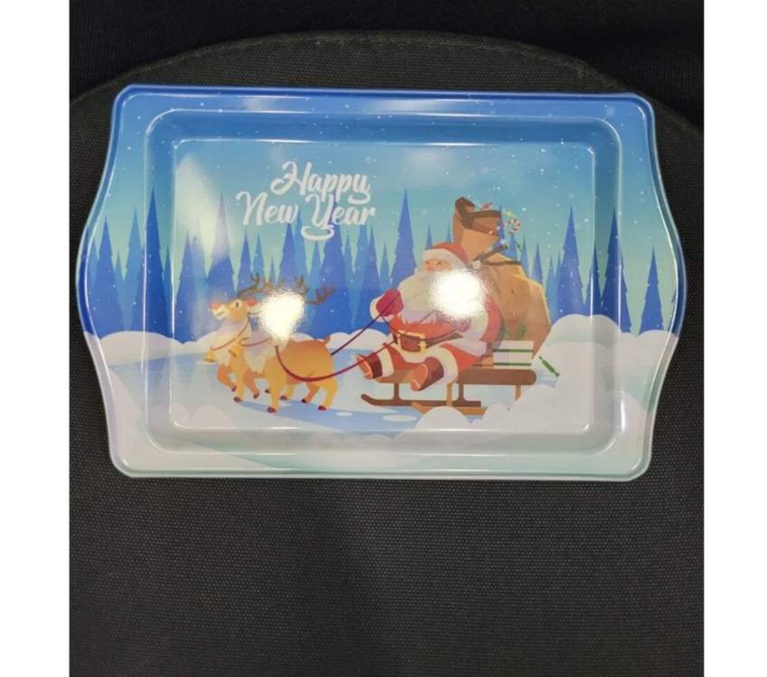 E975321099 Yılbaşı Temalı Özel Tasarımlı Metal Servis Tepsi Christmas Ev Sofra Mutfak Noel