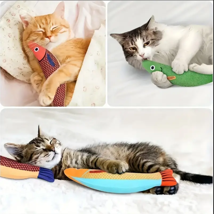 AAX90209 Sarı 1 adet Kedi Oyuncak Saury Balığı, Çıtırtı Sesli Oyuncak