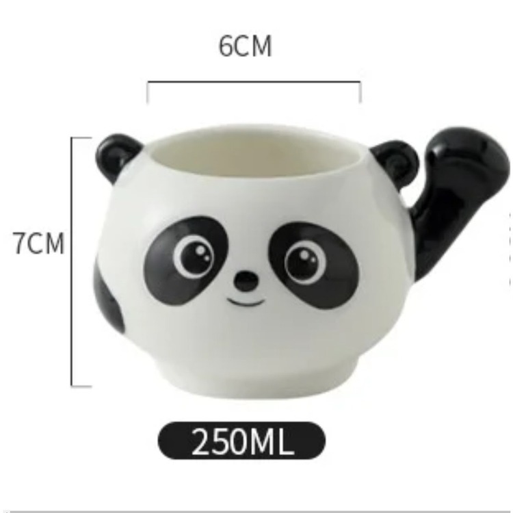 2LIB8f4126 Panda Set Seramik 2'li Çay Fincan Yaratıcı Detaylı Özel An Keyifli Yüksek Kaliteli