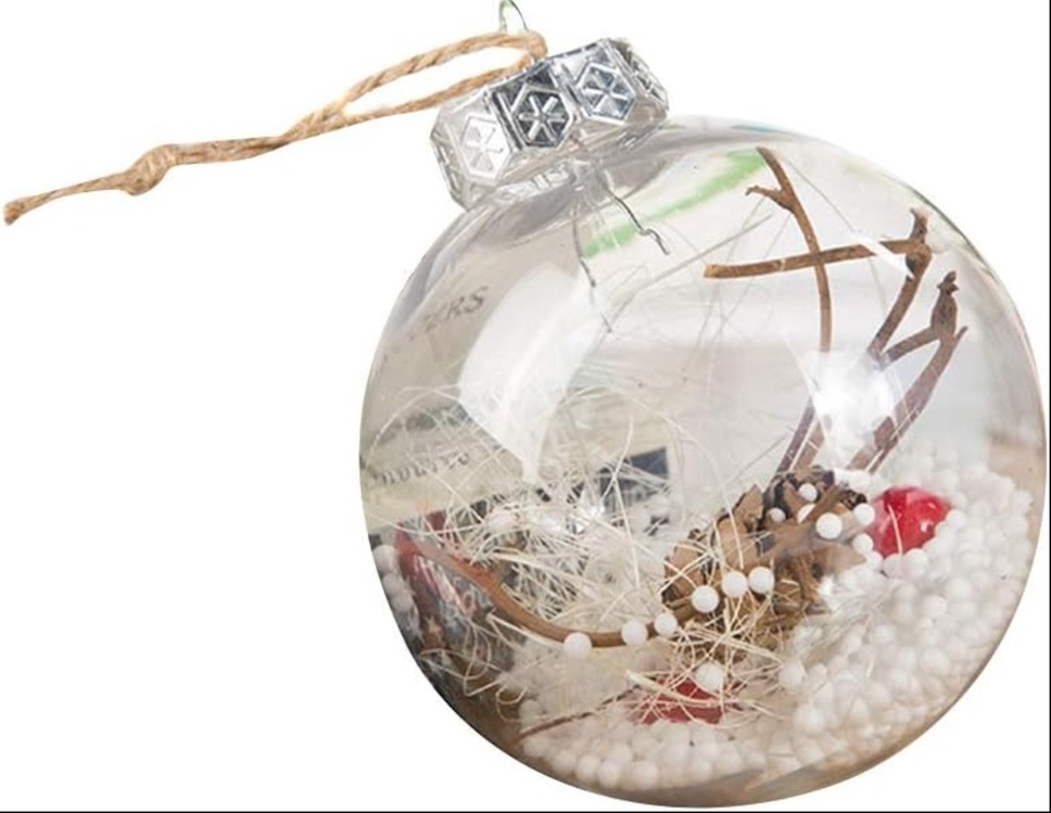 AB08LY86F1Q Asmalık Noel Süsleme Top Şeffaf Plastik Kırılmaz Doldurulabilir 1 Adet