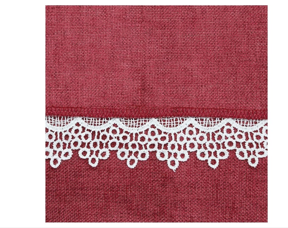 AQRS7V Runner Kırmızı Dantelli 166x57cm El Yapım Dantel Masa Örtü 1 Adet