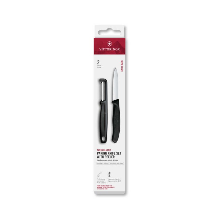 VT 6.7113.21 Victorinox 6.7113.21 Swiss Classic 2li Bıçak ve Soyacak Set, Siyah