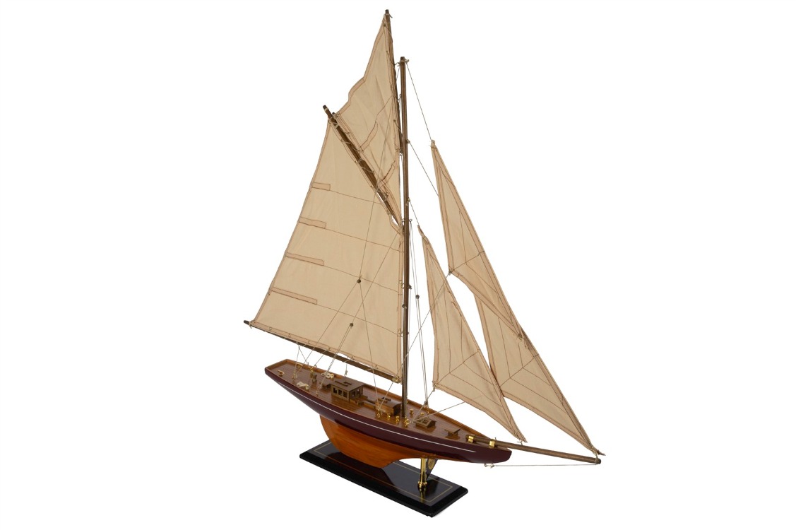 P402.133587 Kahverengi Ahşap Krem Yelkenli Dek Obje 74x11x77cm Dekorasyon > Dekoratif Ürün