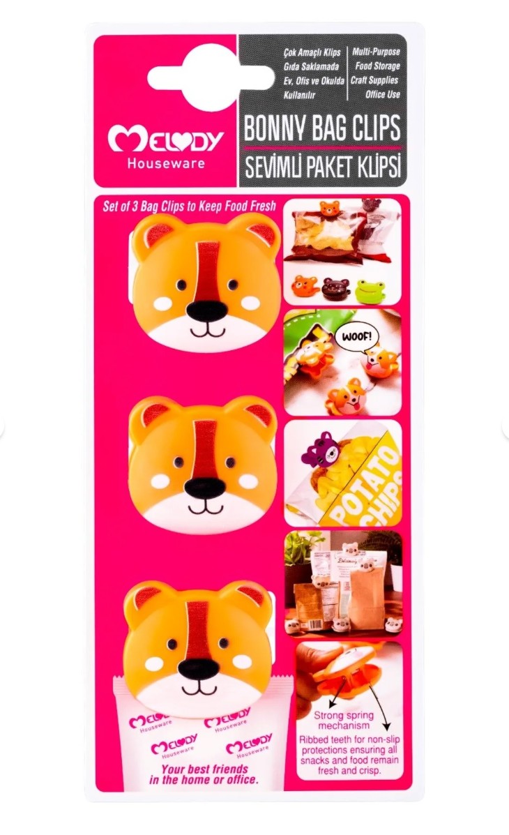A788665729 (3'LÜ SET) Cutie Paket Klipsi Sevimli Hayvan Figürlü 