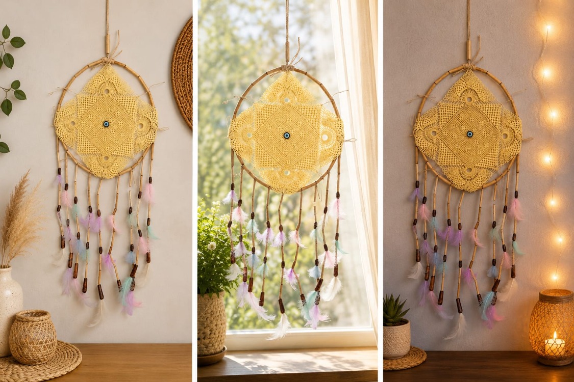 DREAMSARI ÇAP 25 CM dream catcher sarı 1 adet