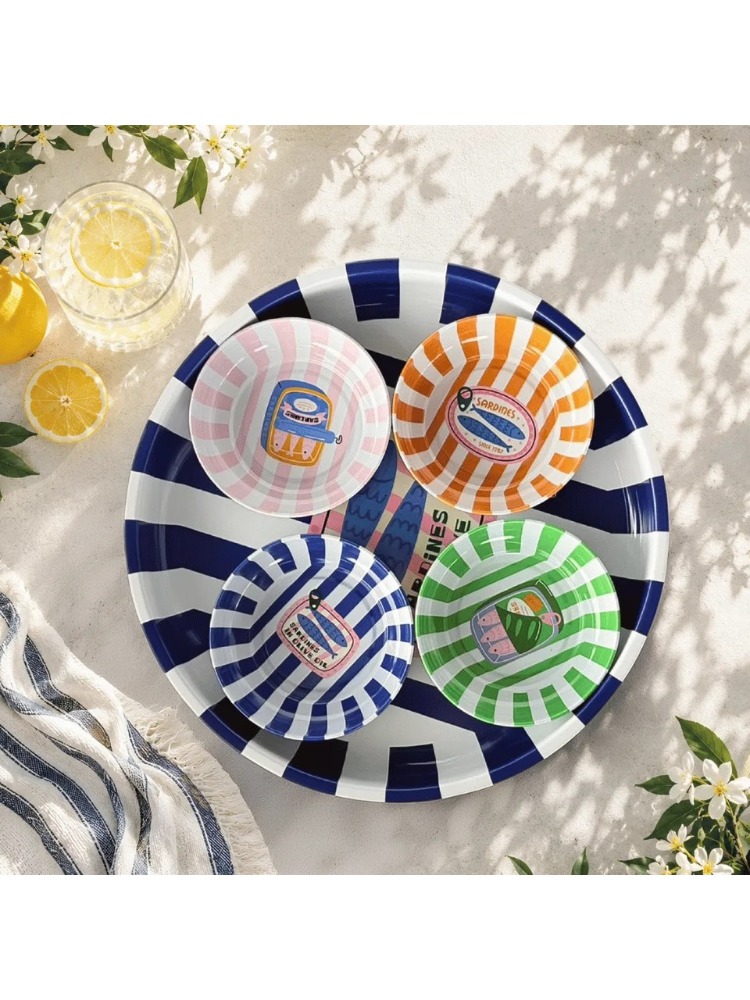 AHBCV0000GXP0E3 Home 26 cm Sardines Mavi Meyve Tabağı ve 4'lü Çerezlik Seti