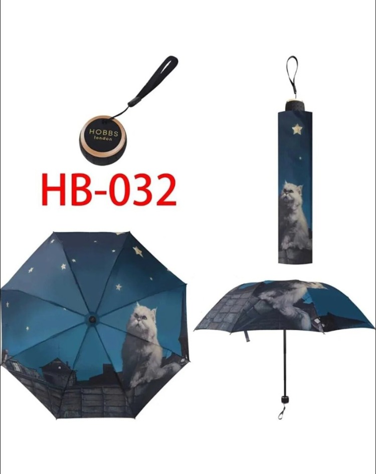 HB-032 London Manuel Şemsiye Kadın Aksesuar Rüzgara Ters Dönmeye Dayanıklı Mavi Gece Beyaz