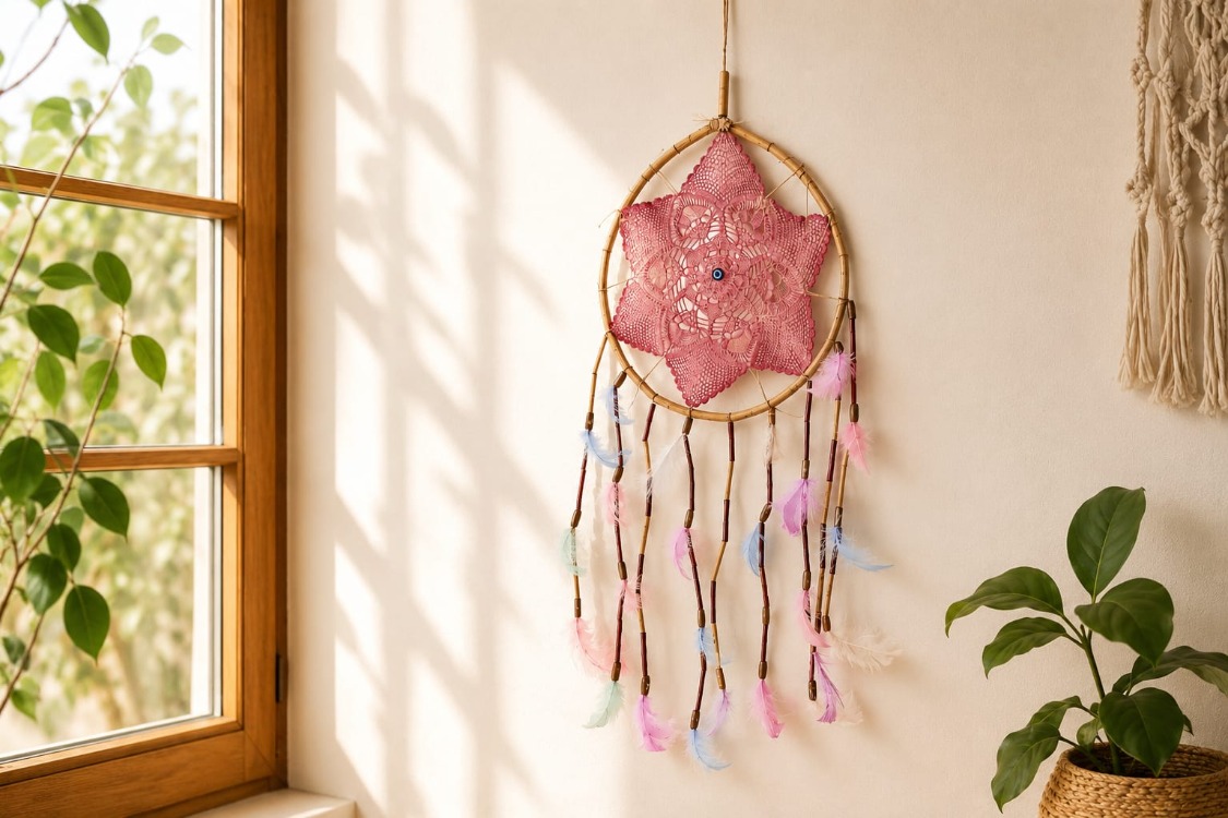 DREAMYILDIZPEMBE AP 25 CM dream catcher YILDIZ PEMBE 1ADET