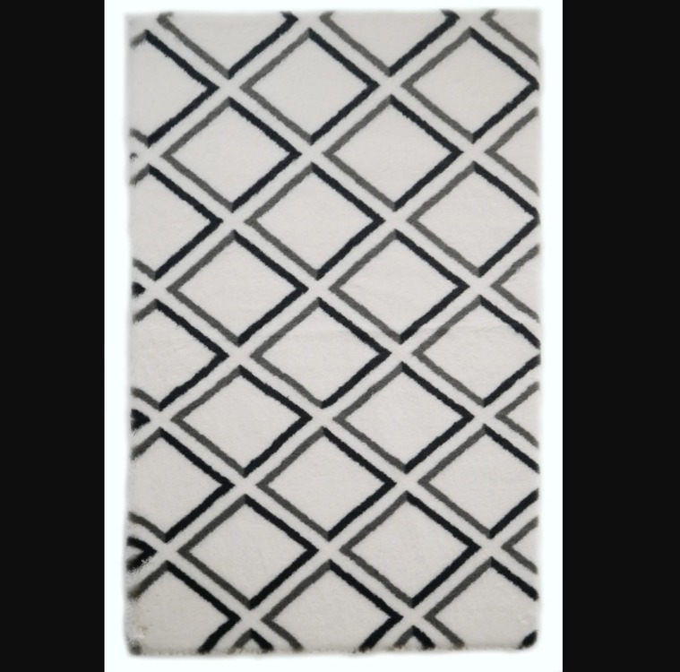 MRBLKRLI Prizma Home Marble Halı Kareli 75x110cm Yıkanabilir Kaymaz Taban 1 Adet