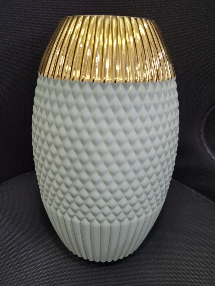 P048.881483 24cm Cam Yeşil Gold Vazo Dokulu Mat Aksesuar Büyük 1 Adet