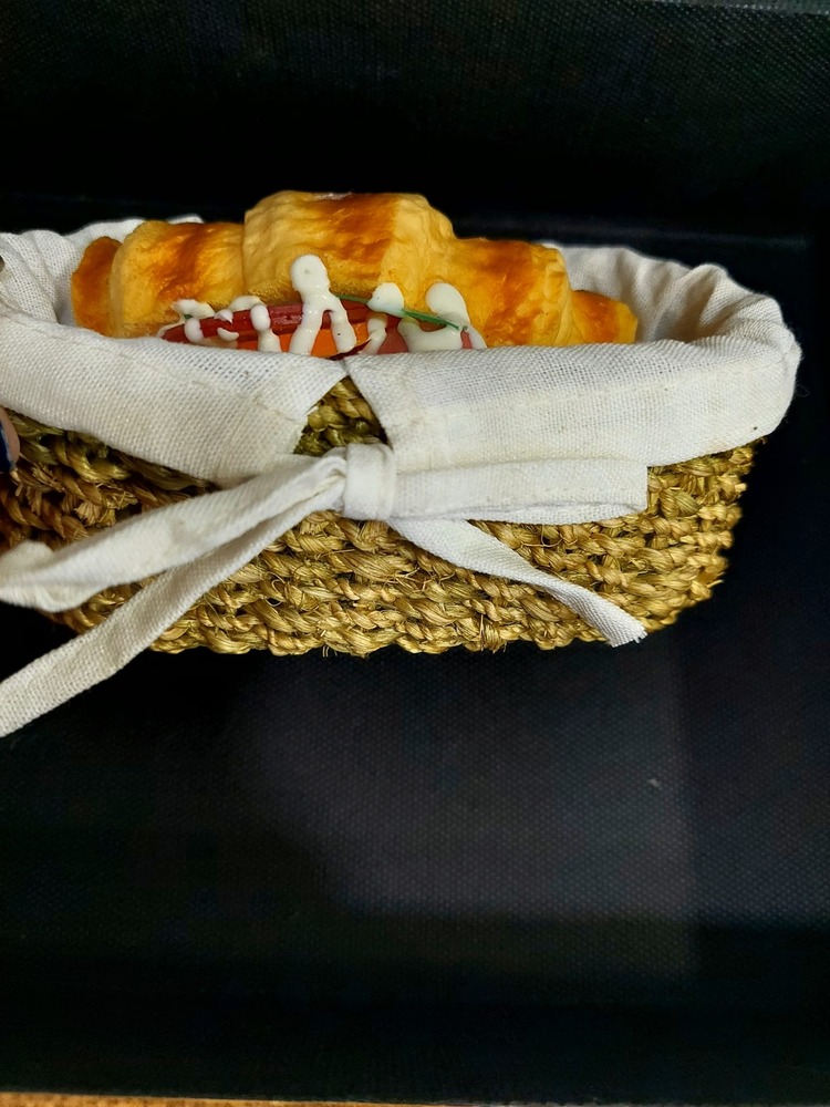 A05400317 Hasır Kumaşlı Sepet Oval 15x9cm Yükseklik 5cm Hediyelik Çevre Dostu 1 Adet