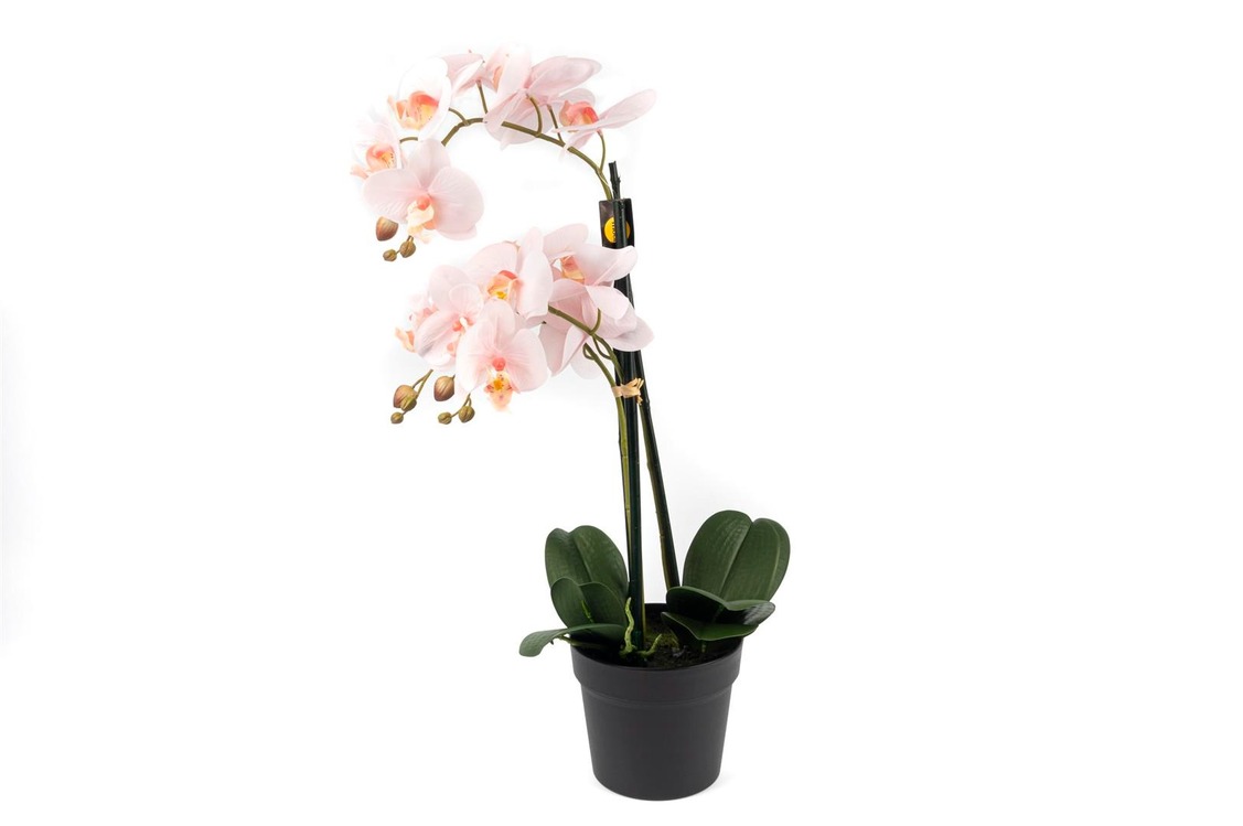 P282.327699 Açık Pembe Üçlü Yapay Orkide 65cm Çiçekli Saksı Dekorasyon 1 Adet
