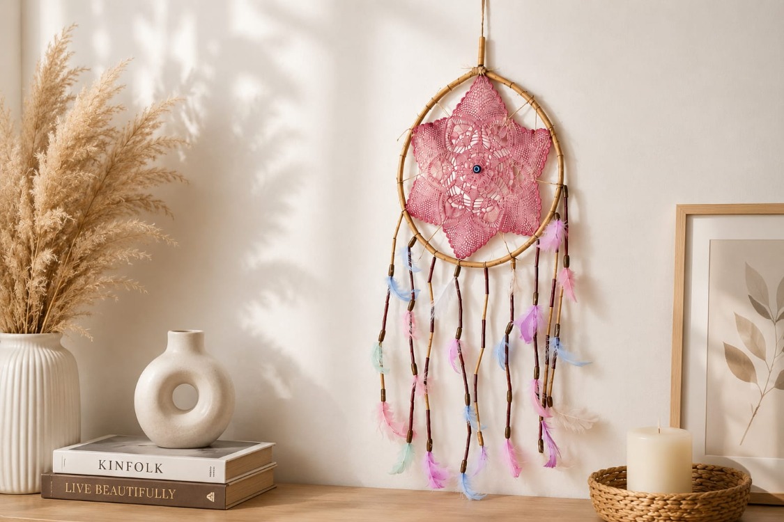 DREAMYILDIZPEMBE AP 25 CM dream catcher YILDIZ PEMBE 1ADET