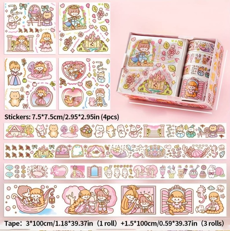 D92389284 Kağıt Bant Orijinal Karikatür Günlük Yapıştırma Malzeme Filmi Diy Günlük 1 Set