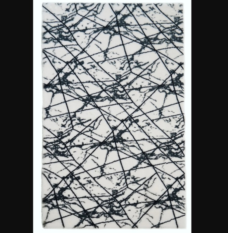 MRBL Prizma Home Marble Halı Beyaz 75x110cm Yıkanabilir Kaymaz Taban 1 Adet