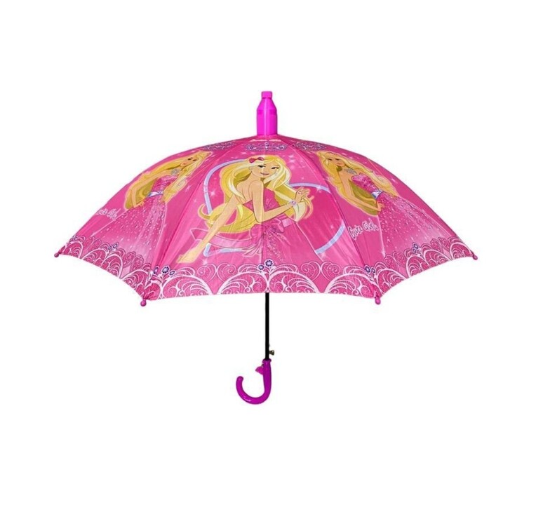 709616 Bardaklı Korumalı Kız Çocuk Pembe Baskılı Şemsiye Moda Aksesuar 1 Adet