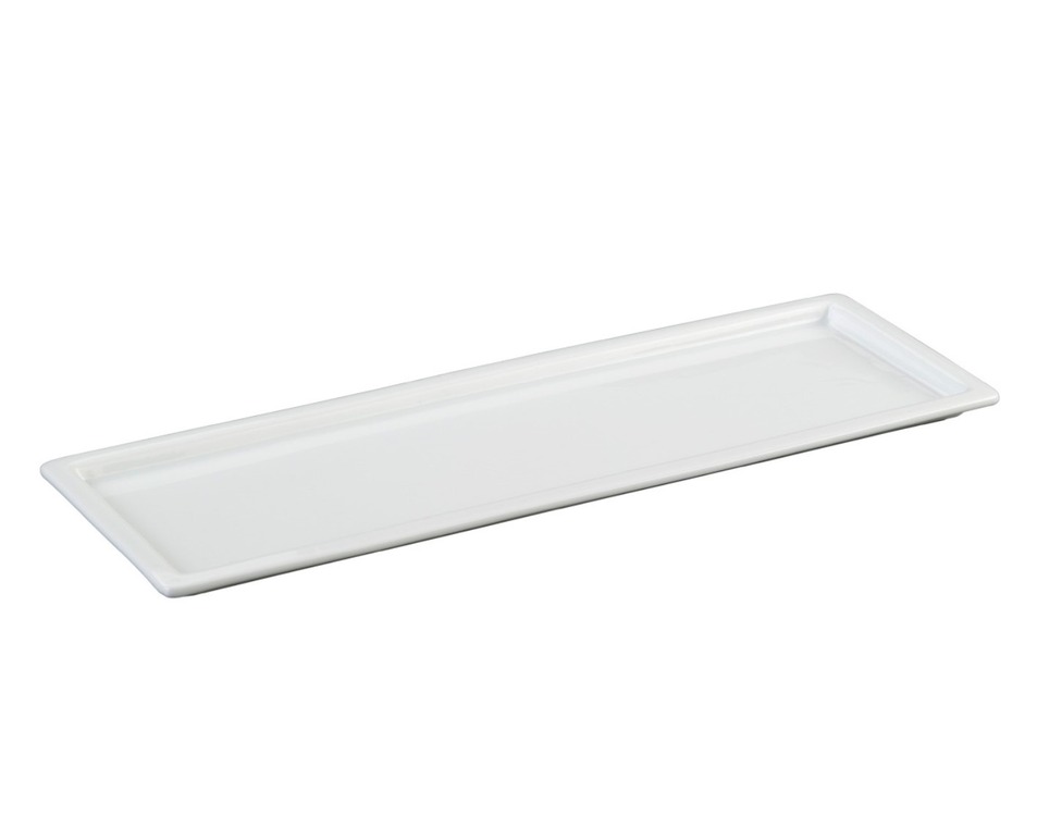A221-1291 Paşa Beyaz Porselen Bahçe Tepsi U.A.E. 21x39x2cm Flat Servis Işıltı 1 Adet