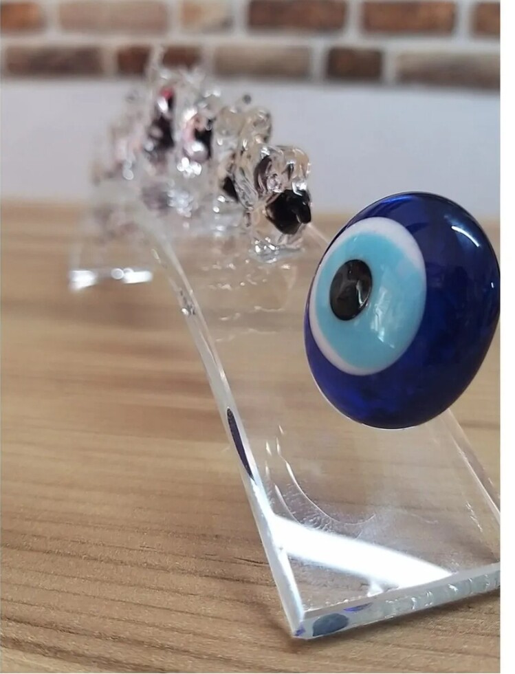 3900-AMT Kristal Murano Mor Filler Cam Nazarlık Nazar Boncuklu 22cm 1 Adet