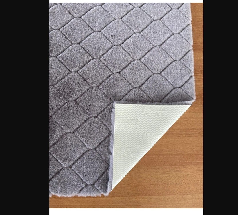 CD006 Phome Tüylü Desenli Yumuşak Halı Comfort Diamond No:2 | Gri 75x110cm 1 Adet