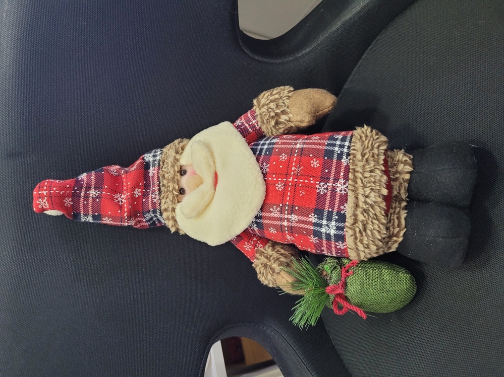 A48181 42cm Ayakta Noel Baba Kumaş Kırmızı Kar Tane Kıyafetli Beyaz Sakallı 1 Adet
