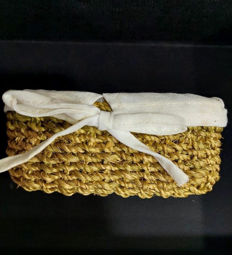 A05400317 Hasır Kumaşlı Sepet Oval 15x9cm Yükseklik 5cm Hediyelik Çevre Dostu 1 Adet