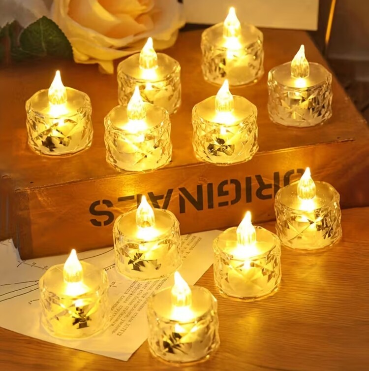 MY454611 Kristal Dekorlu 1 Adet Alevsiz LED Çay Işık Noel, Partiler, Düğünler ve Romantik