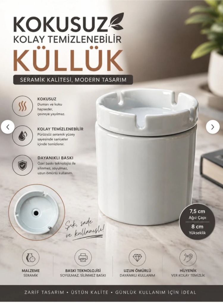 A1161794593 Design Sevimli Kediler Baskılı Özel Tasarım Baskılı Seramik Küllük Kokusuz