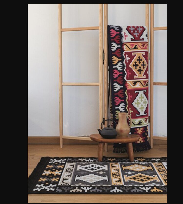 BGH8681126436922 Home Çift Taraflı Kilim Makinede Yıkanabilir Modern Desenli 120x180cm