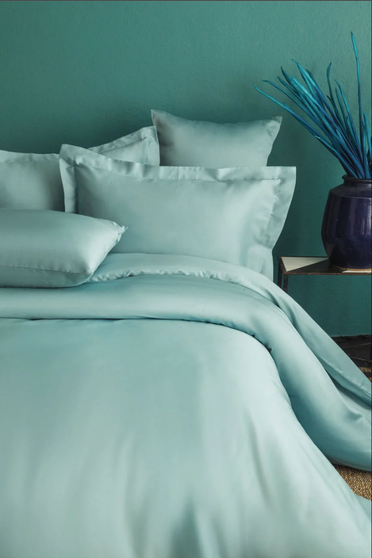 ISS-MAM-622254 Simply Mint Blue Pamuk Saten Nevresim Takımı Çift Kişilik Pamuklu