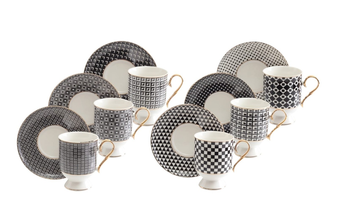 ALOTUS-439905 First Quality Porselen Okkalı Kahve Takımı 2 Kişilik Türk Kahvesi Fincanı 90cc