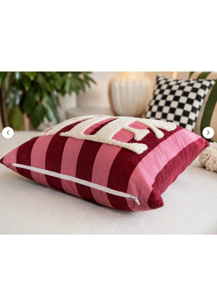 BPNK001 Punch Nakışlı Kırlent Kılıfı - 43*43 Cm - Şeker Pembe Home