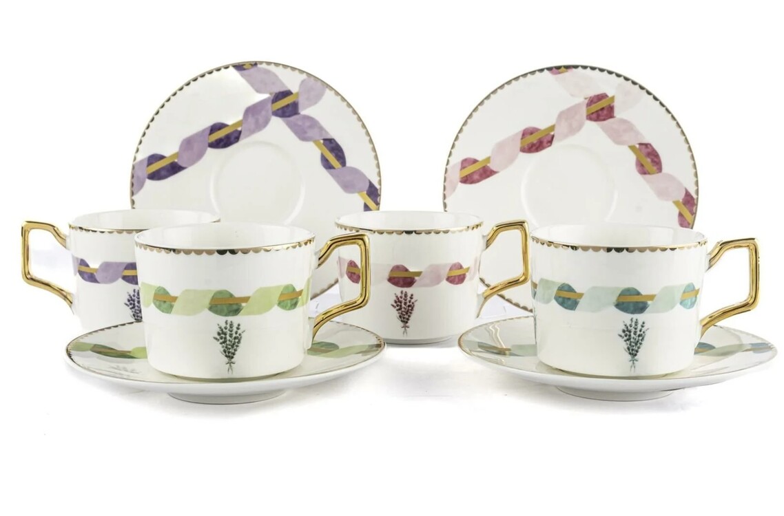 P038.393885 Lavender 2'li Çay Fincan Set 200cc Sofra Mutfak Porselen Rastgele Renk