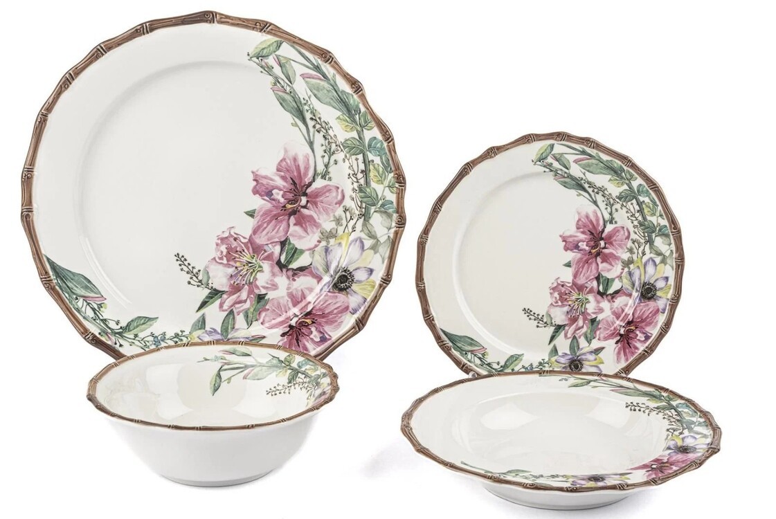 P038.370329 Bloom 24 Parça Yemek Takım Sofra Mutfak Dekoratif Hediyelik New Bone Porselen