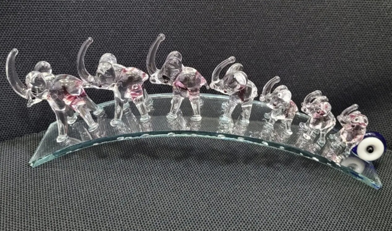 3900-AMT Kristal Murano Mor Filler Cam Nazarlık Nazar Boncuklu 22cm 1 Adet