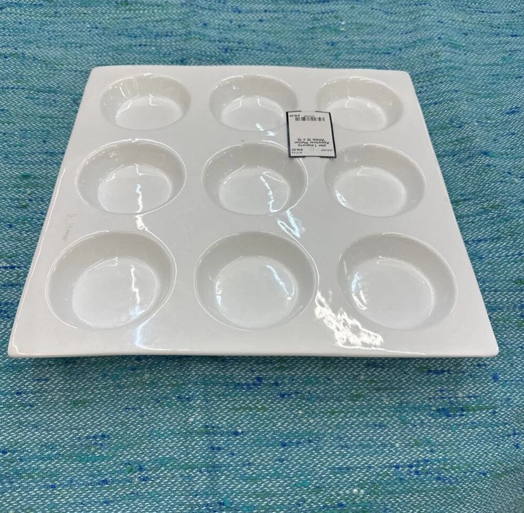AJCKHGP-9744 27x29cm Beyaz Porselen Kahvaltılık Sunumluk İskele Meze Tabak 1 Adet