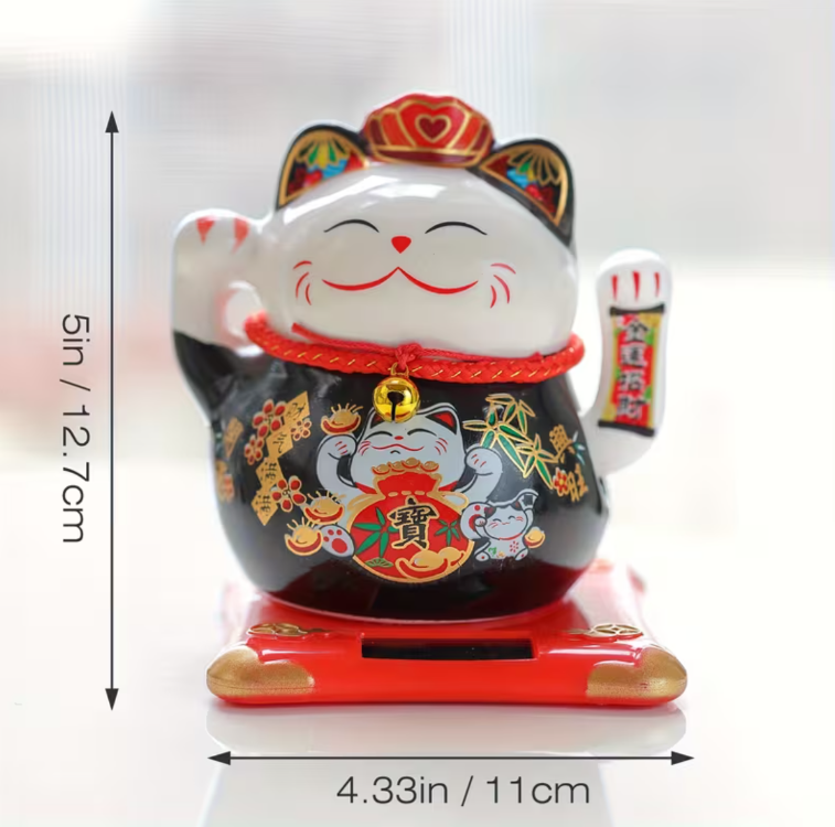 MX6604899 12.7cm-Siyah Dayanıklı Seramikten Üretilmiş Sevimli Kedi Figürü, Araba Süsü