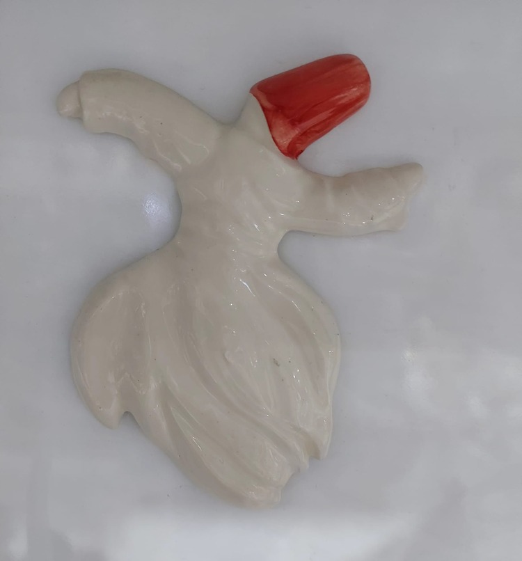 MEVLKIRM 15x12cm Hazreti Mevlana Semazen El Yapım Sanat Seramik Asmalık 1 Adet