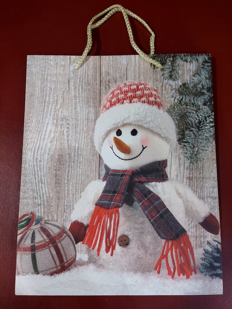 SVR-5287 Yılbaşı Noel Yeni Yıl Christmas Karton Poşet Kardan Adam Orta Boy 1 Adet