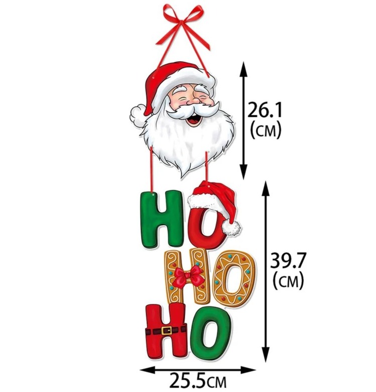 LH01201L10 Hohoho Mutlu Noel Kapı Askı Yeni Yıl Parti Kolye Asılı Oranment 1 Adet