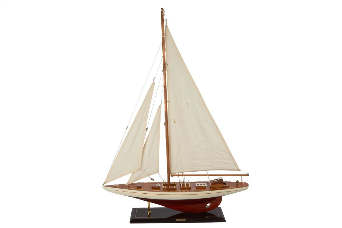 P402.133525 Krem Ahşap Yelkenli Dek Obje 60x12x80cm Dekorasyon > Dekoratif Ürün
