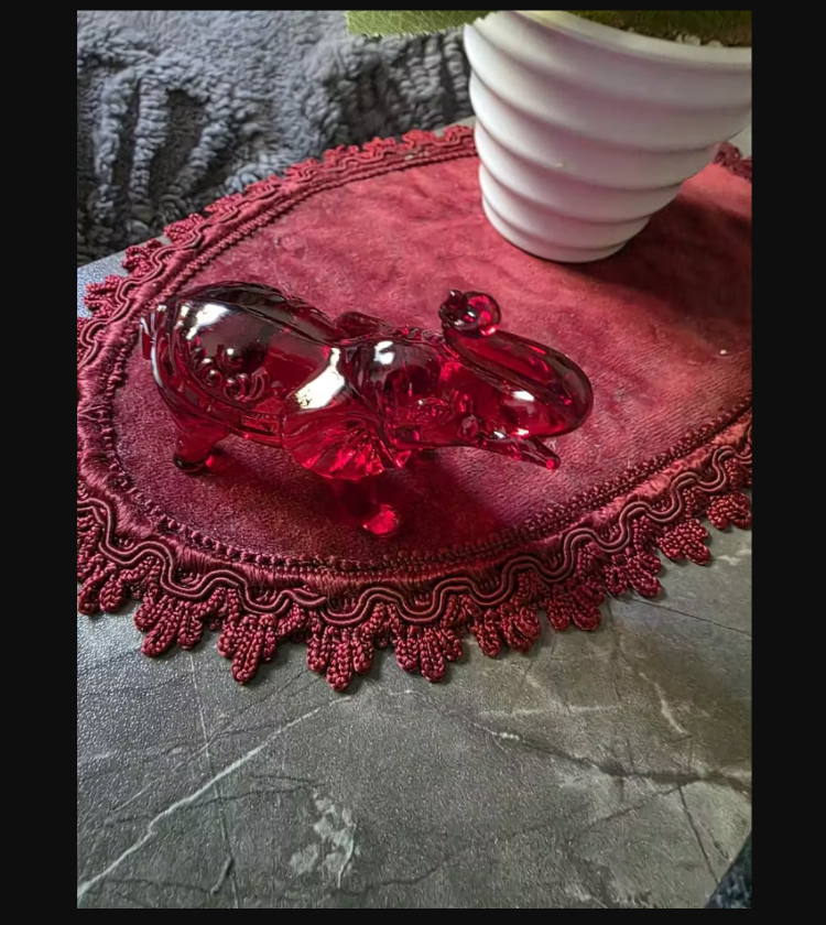 AJJ242592 Kırmızı 1 adet Cam Fil Figürin, Kristal Fil Dekor, Sanatsal Cam El Sanatları